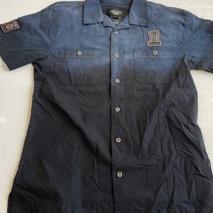 Harley-Davidson shirt button up size large fades from blue to black
